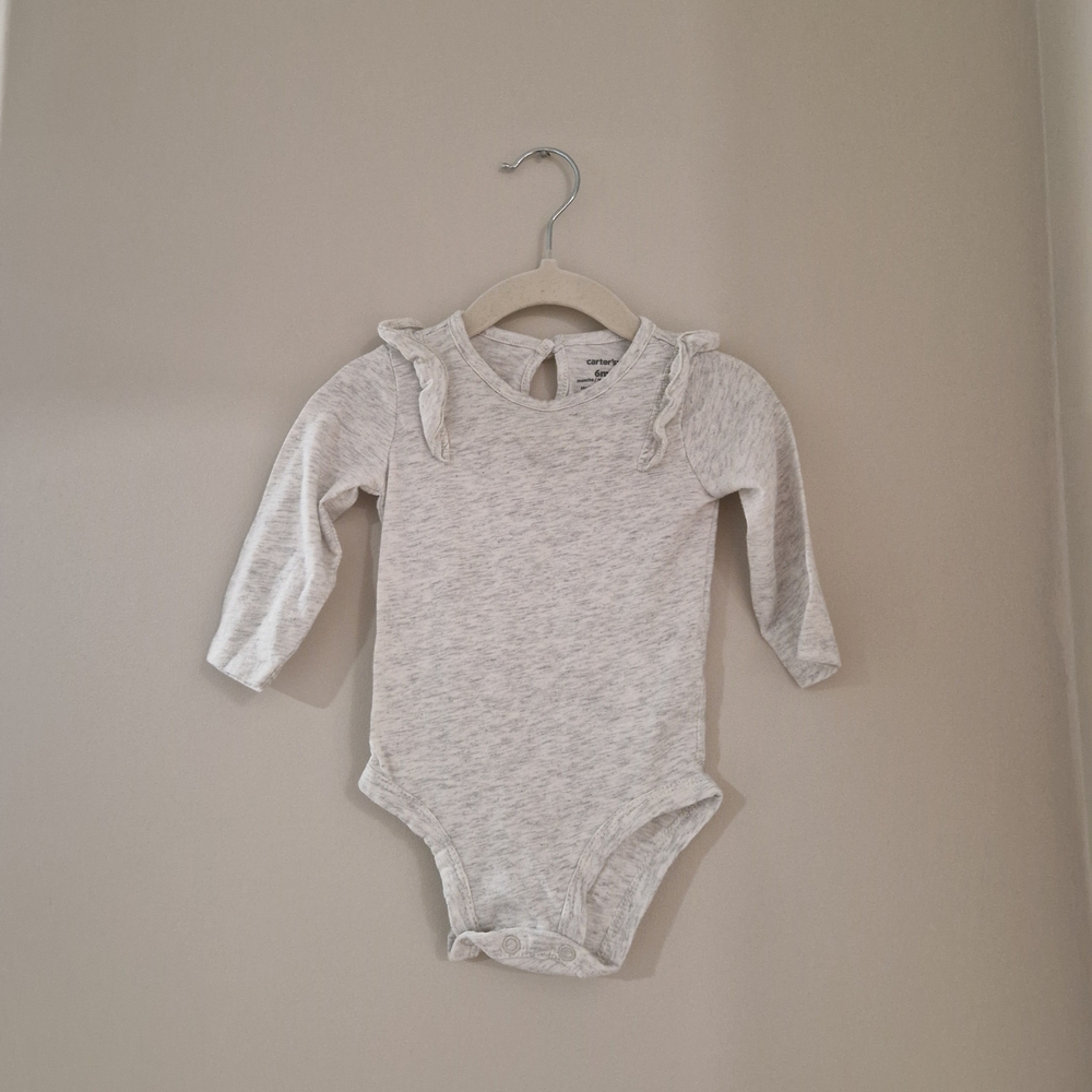 Carter's Light Gray Ruffle Long Sleeve Bodysuit